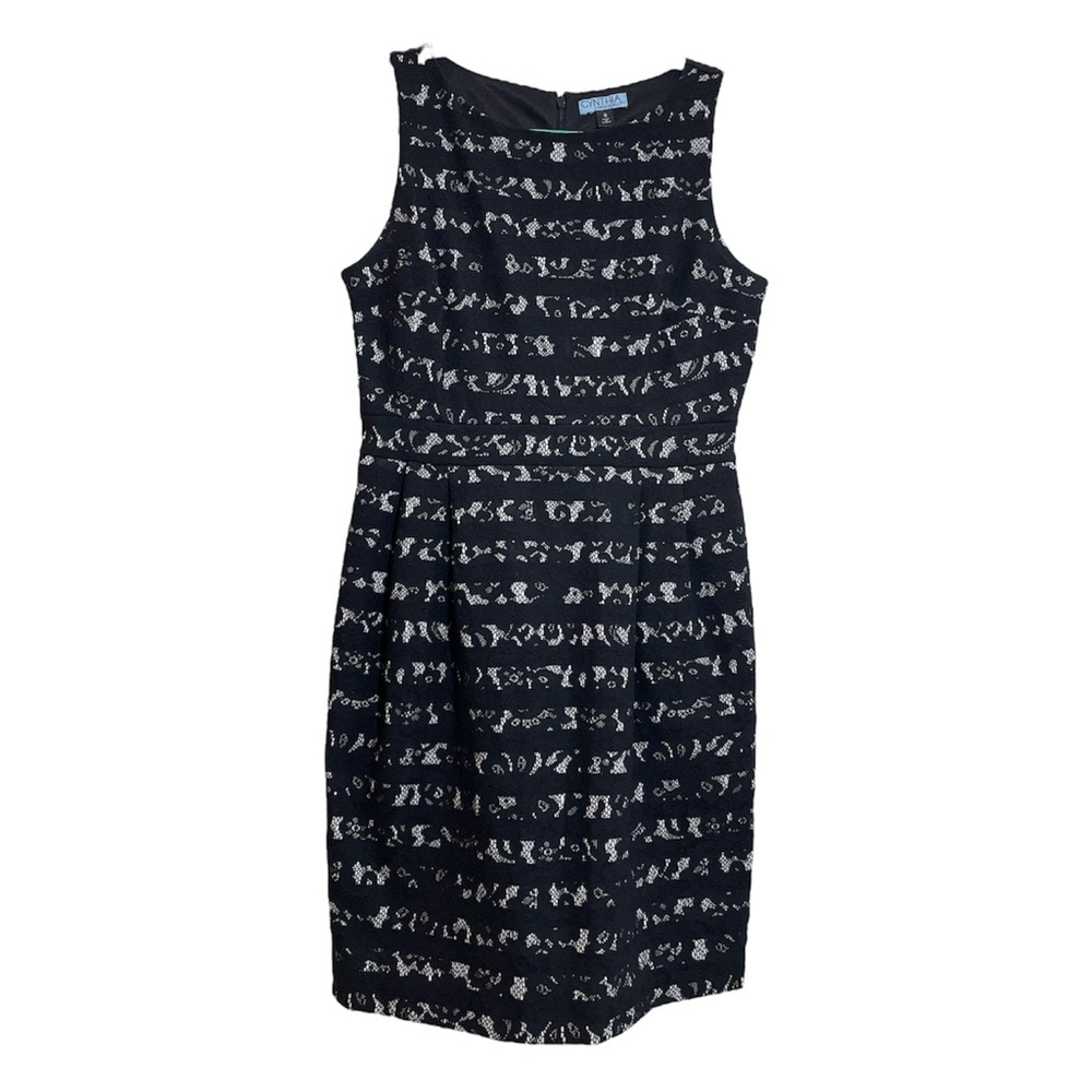 Business Attire Cynthia Rowley black/white lace sleeveless sheath dress size 8